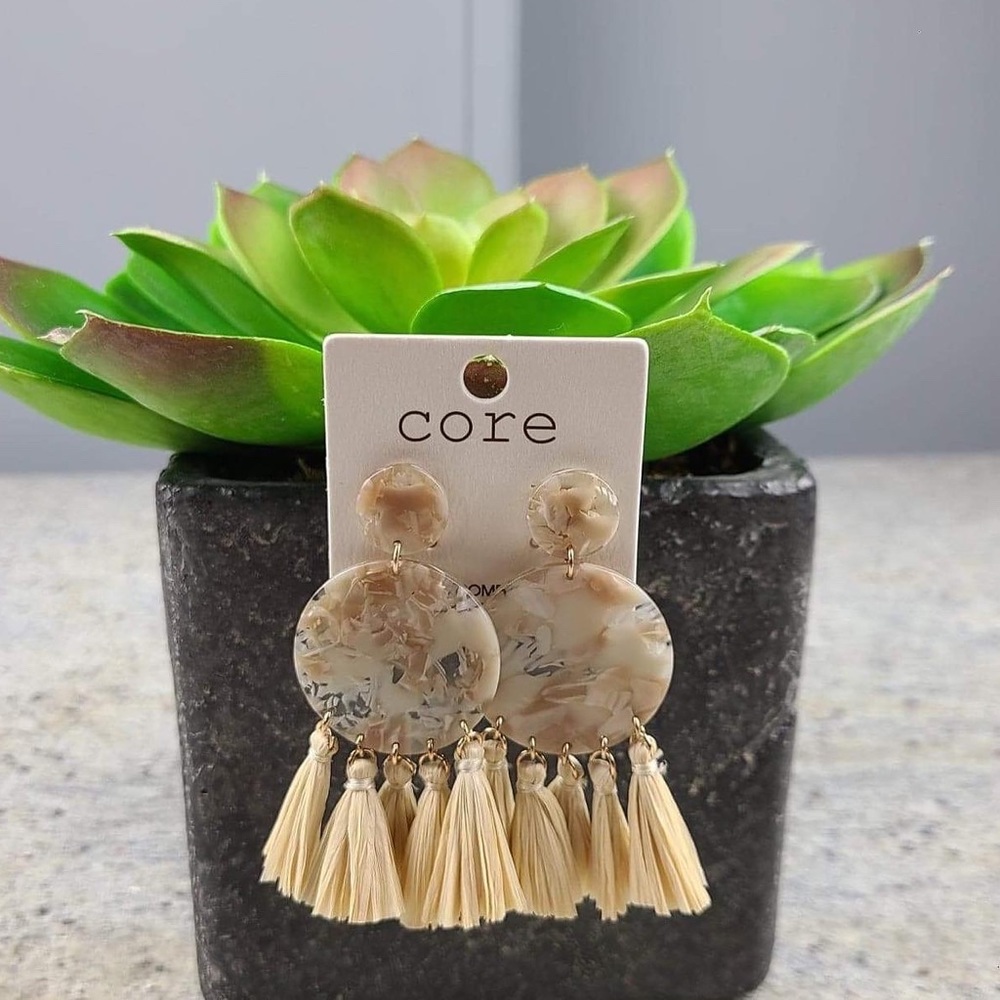 Tan tassel earrings